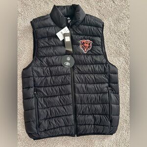 NFL Black Puffer Vest with Bears Logo (NWT)